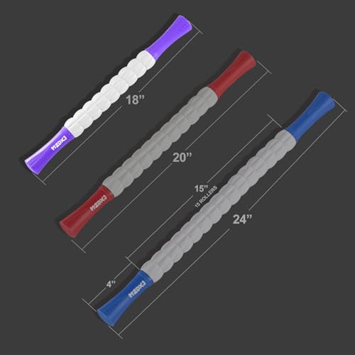 Muscle Roller Massage Roller Stick- Deep Tissue Fascia Blaster for Myofascial Pain Relief, Lymphatic Drainage & Body Sculpting, Handheld Physical Therapy & Recovery Tool (Purple White-18 inch) - color: Purple White
