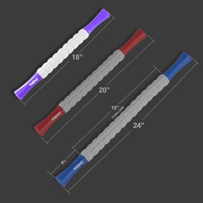 Muscle Roller Massage Roller Stick- Deep Tissue Fascia Blaster for Myofascial Pain Relief, Lymphatic Drainage & Body Sculpting, Handheld Physical Therapy & Recovery Tool (Purple White-18 inch) - color: Purple White