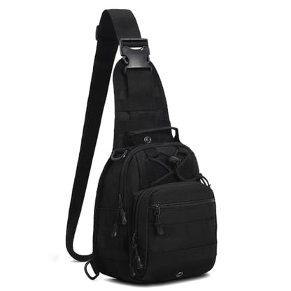 Viriber Tactical Backpack, Waterproof Military Cross-body Molle Sling Shoulder Backpack Chest Bag for Outdoor Every Day Carry Black - color: Black