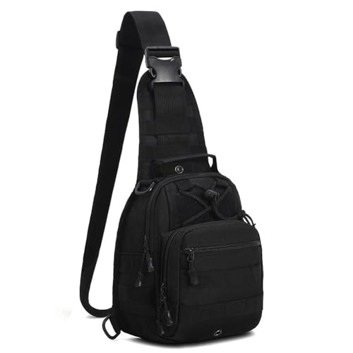 Viriber Tactical Backpack, Waterproof Military Cross-body Molle Sling Shoulder Backpack Chest Bag for Outdoor Every Day Carry Black - color: Black