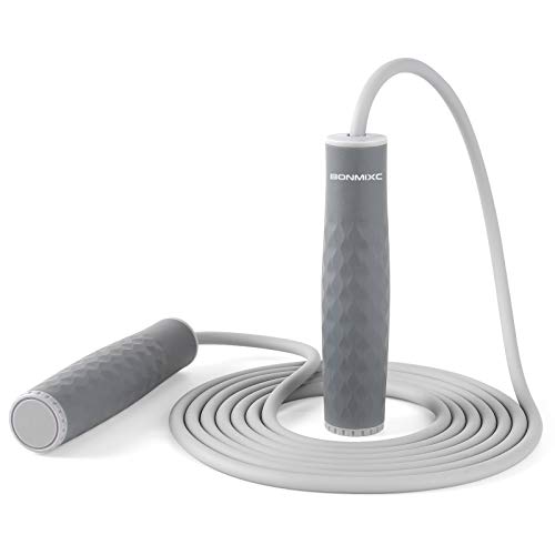 Jump Rope 3 Styles | 1-LB Weighted Jump Rope for Adults Women. || Speed Jump Rope with Ball Bearings for Fitness. ||| Lightweight Skipping Ropes (2 Pack) for Kids and Adult Beginners. - color: 1LB Weighted Gray (1 Pack)