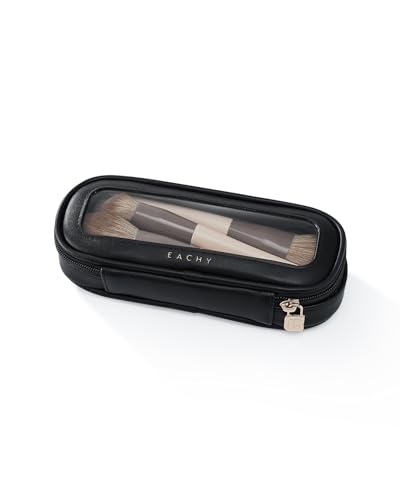 EACHY Clear Makeup Bag Cosmetic Organizer, Waterproof Travel Cosmetic Case with Zipper for Women, Transparent Toiletry and Skincare Pouch, Portable Car or Purse Bag for Travel Essentials - color: Black, size: Slim