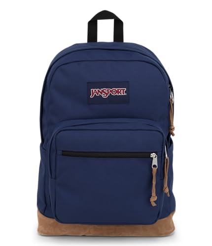 JanSport Right Pack Backpack - Durable Daypack with Padded 15" Laptop Sleeve, Spacious Main Compartment & Integrated Water Bottle Pocket - Navy - color: Navy