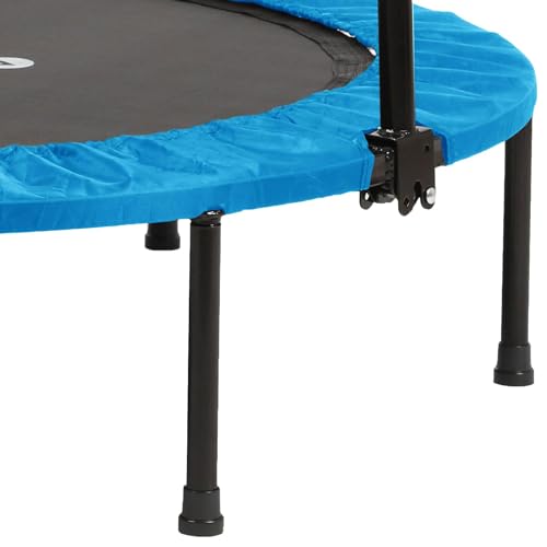 HolaHatha Portable Foldable Mini Trampoline Fitness Rebounder with 5 Level Adjustable Handle, Supports up to 440 Pounds, 48-Inch, Blue