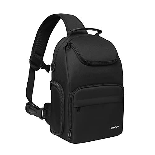MOSISO Camera Sling Bag, DSLR/SLR/Mirrorless Camera Case Crossbody Photography Backpack with Tripod Holder&Removable Modular Inserts&PU Handle Compatible with Canon/Nikon/Sony, Black - color: Black