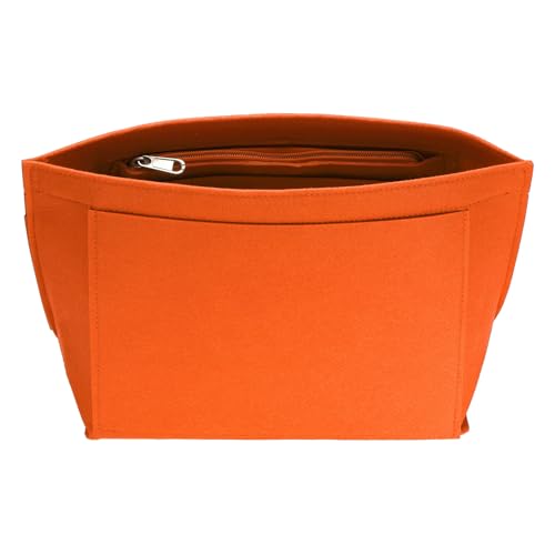 uxcell Purse Organizer Insert, Medium Felt Handbag Organizer Bag Storage & Finishing Inner Bag Liner with Zipper for Chic Backpack Tote Shoulder Bags, Orange - color: Orange, size: Medium