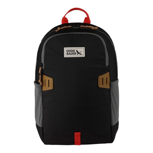 Eddie Bauer University Backpack 22L | Everyday Carry | Work | Travel | Commuter | Padded Laptop Sleeve | Stretch Bottle Pockets | Lightweight | Durable - Black - color: University - Black, size: 22L