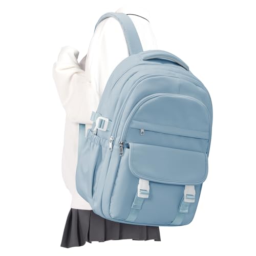 Preppy Middle School Backpack for Teens Girls Boys Waterproof Backpack with Lots of Pockets College Back pack for Women Men Cute School Bag for Students（Blue） - color: A3-blue