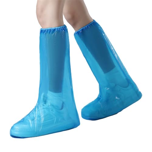 5 Pairs Disposable Rain Boots Shoe Covers Waterproof Portable Elastic Band for Adults Outdoor Travel Hiking Emergency - color: Blue