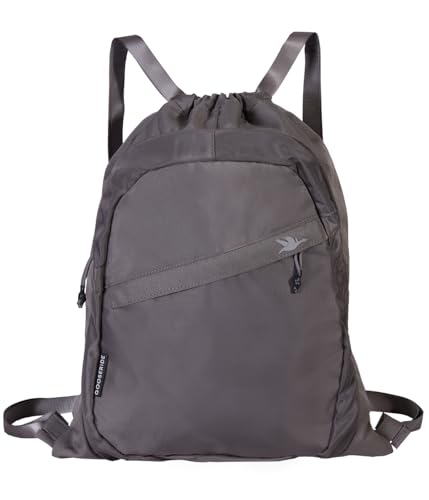 Drawstring Backpack for Men and Women - Versatile Sports Drawstring Bag with Thick Strap, Athletic Gym Backpack, Cinch Bag with Organizer, Waterproof Draw String for Beach - Gray - color: Slate Gray