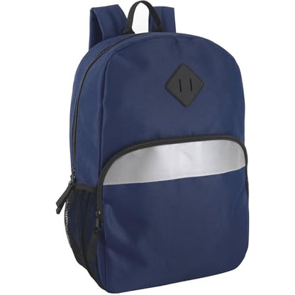 Trail maker 17" Backpack – Reflective School Backpack with Padded Straps, Water Bottle Pockets for Kids & Adults, School Travel Camp (Navy) - color: Navy