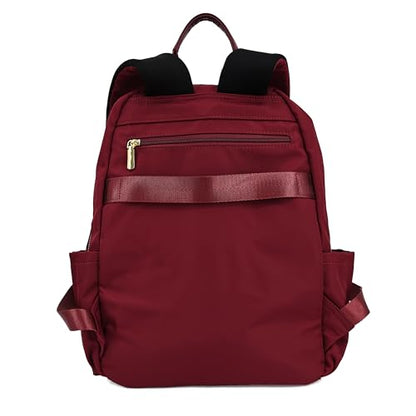 M-ioi-M Medium Backpack Purse for Women, Fashion Nylon Daypack with Gold Hardware, Lightweight Water-Resistant Rucksack for College, Work, Travel, Everyday Use, Fits 13–14" Laptop (Wine Red,Medium) - color: Wine Red,medium