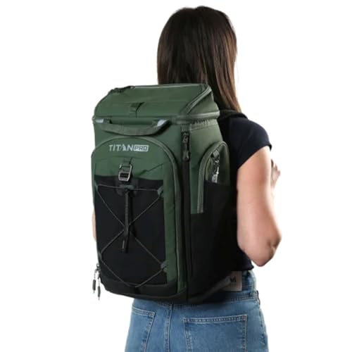 Insulated Backpack Cooler with Ice Walls - color: Camo-Green