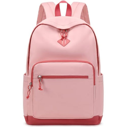 Lohol Classic Backpack for Girls Teens, Lightweight Bookbag for School Travel College (Pink/Red) - color: Pink/Red