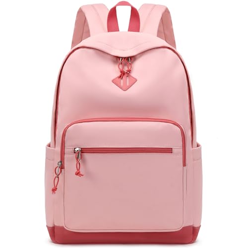 Lohol Classic Backpack for Girls Teens, Lightweight Bookbag for School Travel College (Pink/Red) - color: Pink/Red