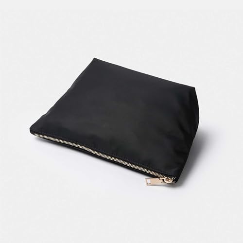 Makeup Bag Black Nylon Zip Up Bag Black Pouch with Zipper Travel Cosmetic Storage Case (Nylon/Black) - color: Nylon/Black