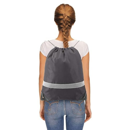 BeeGreen Grey Drawstring Backpacks - 20 Pieces Heavy Duty, Machine Washable, Lightweight, Gray Outdoor Sport Bags for Men Women - color: Grey Gray