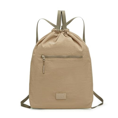 Lee Drawstring Backpack Bag Lightweight Small Gym Swim Beach Bag Water Resistant Sports Sackpack for Men Women, LEE48-002KH - color: Khaki