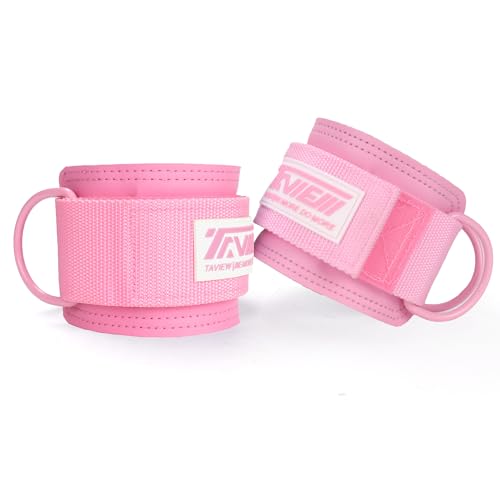 TAVIEW Ankle Straps Cable Machine Attachment for Gym - Cable Kickback Ankle Straps - Padded Ankle Cuffs for Glute Kickbacks and Leg Workouts - color: Pink-Pair