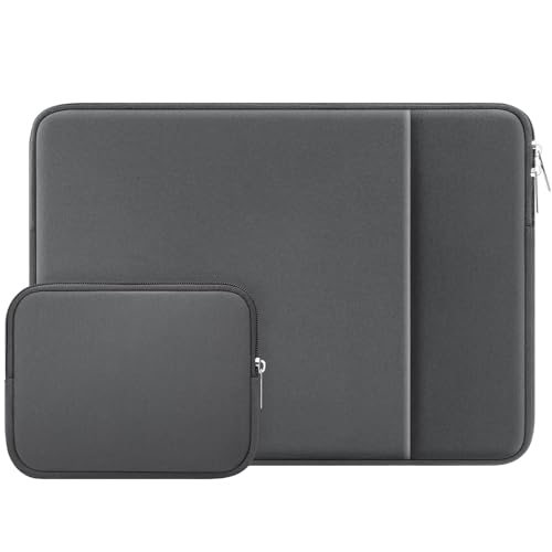 RAINYEAR Laptop Sleeve Case Compatible with 13.3 Inch Notebook Computer Chromebook 14" MacBook Pro/Max M1 M2 M3 M4 M5 Protective Cover Soft Bag with Front Pocket & Accessories Pouch(Gray) - color: Gray, size: 13"-13.3"