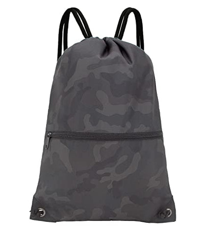 HOLYLUCK Drawstring Backpack Bag Sport Gym Sackpack - color: Black Camo