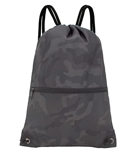 HOLYLUCK Drawstring Backpack Bag Sport Gym Sackpack - color: Black Camo