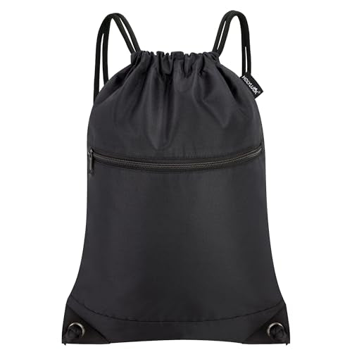 HOLYLUCK Drawstring Bags Backpack Sackpack Cinch Bags for Sports, Gym, Travel, Beach (Black) - color: Black