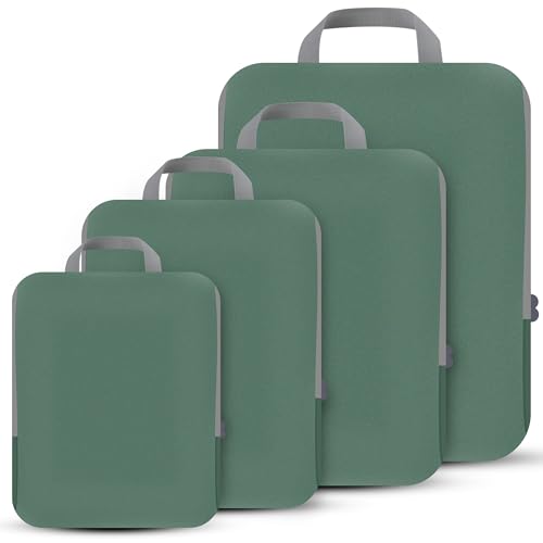 PANDA JOYS 4 Set Compression Packing Cubes Travel - Travel Accessories Expandable Packing Organizers for Carry On - Essentials Luggage Bags - Green - color: Green