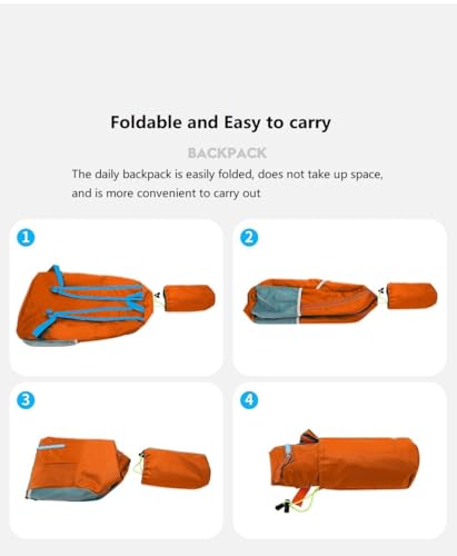 levayhill 25L Foldable Hiking Backpack,Small Packable Daypack, Orange | Lightweight Collapsible Bag,Water Repellent Travel Basic-Daypack,Men Women Camping Cycling Rucksack Outdoor Back Pack - color: Orange