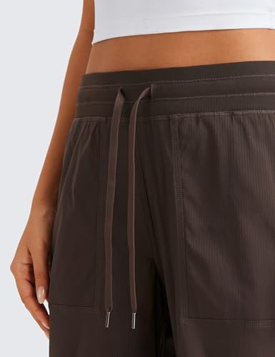 CRZ YOGA Lightweight Cargo Casual Pants for Women 30" - Ruched Straight Leg Travel Athletic Hiking Joggers - color: Hot Fudge Brown, size: X-Small