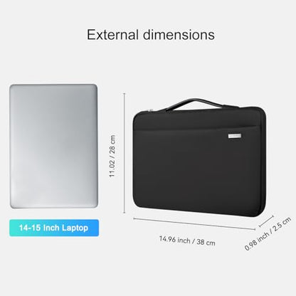 LANDICI 360°Laptop Sleeve Case 14 15 Inch Compatible with MacBook Air 15 M2/M3/M4 2022-2025, MacBook Pro 15, Hp chromebook 14, Waterproof Computer Bag Cover with Handle, Black - color: New Black, size: 14-15 inch