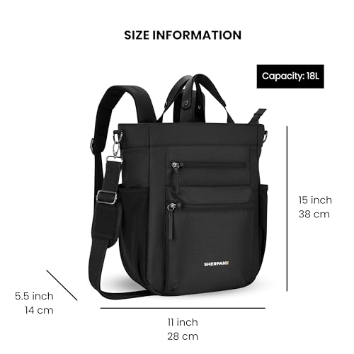 Sherpani Soleil, Anti Theft Convertible Backpack, 3 in 1 Tote, Crossbody Purse, 18L Travel Bag, Fits 13” Laptop (Carbon) - color: Carbon