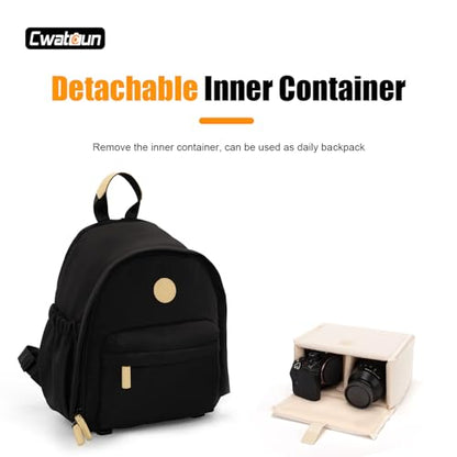 Cwatcun Camera Backpack for Women, Compact DSLR Bag with Tripod Strap - color: Black, size: 1.0 Small