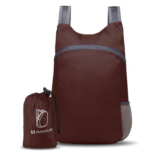 20L Hiking-Daypack Lightweight Foldable Travel Packable Backpack for Camping Cycling Outdoor,Dark Red - color: Dark Red