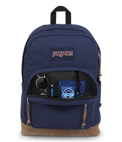 JanSport Right Pack Backpack - Durable Daypack with Padded 15" Laptop Sleeve, Spacious Main Compartment & Integrated Water Bottle Pocket - Navy - color: Navy