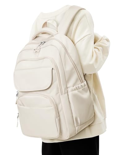 School Backpack for Girls, High Elementary School Laptop Backpack College Student Women Bookbag, Mochilas Escolares para Niñas, Teens Girls Bookbag Casual Daypack, Beige - color: B-beige