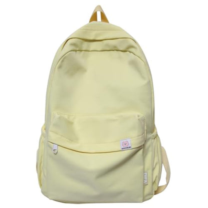 Cute Aesthetic Backpack Y2K Simple Solid Color Kawaii Backpacks Travel Laptop Backpack (Yellow) - color: Yellow
