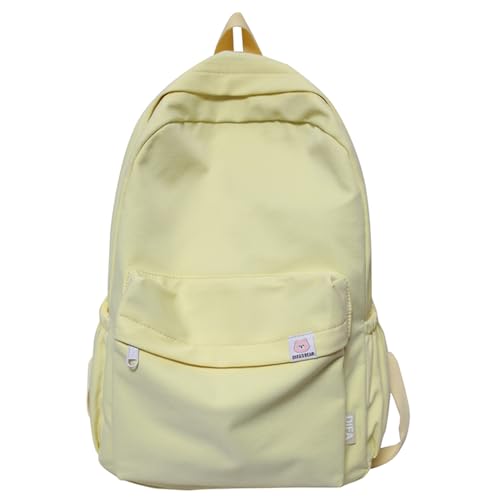 Cute Aesthetic Backpack Y2K Simple Solid Color Kawaii Backpacks Travel Laptop Backpack (Yellow) - color: Yellow