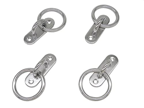 Stainless Steel Ceiling Hooks & Wall Hangers with Rings - Heavy Duty M6 Screw Mount, Rust-Proof Anchor Straps for Garage, Outdoor, Storage (4-Pack) - size: M6 With Ring