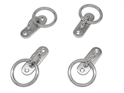 Stainless Steel Ceiling Hooks & Wall Hangers with Rings - Heavy Duty M6 Screw Mount, Rust-Proof Anchor Straps for Garage, Outdoor, Storage (4-Pack) - size: M6 With Ring