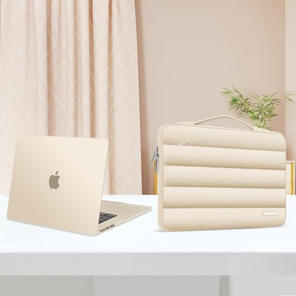 MOSISO Compatible with MacBook Air 15 inch Case M5 2026 M4 2025 M3 2024 M2 2023 A3448 A3241 A3114 A2941, Plastic Hard Shell Case&Puffy Sleeve Bag&Keyboard Skin&Webcam Cover&Screen Film, Starlight - color: Starlight