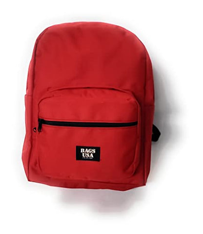 Backpack With Front Pockets To Carry Heavy Books,University Backpack With Padded Shoulder Straps Made in USA. (Red)