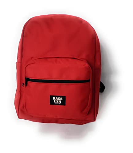 Backpack With Front Pockets To Carry Heavy Books,University Backpack With Padded Shoulder Straps Made in USA. (Red)