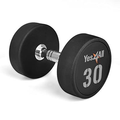 Yes4All Urethane Dumbbell with Anti-Slip Knurled Handle 5-50 LB for Muscle Building - Sold Individually - color: F. 30 Pounds