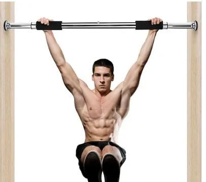 RK_Enterprise "Pull Up Bars For Home Workout -Chin Up Bar Gym Accessories for Men Door Way Adjustable Hanging Rod Without Screw, Anti-skid Grip, Strength Training Exercise Bar- Pullup Bar Red Black"