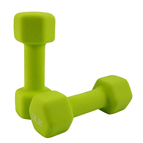 Saorzon Dumbbells Set of 2 Exercise Fitness Dumbbell for Home Gym Free Weights Hand Hex Dumb Bells - color: Green, style: 3 Pounds,Pair