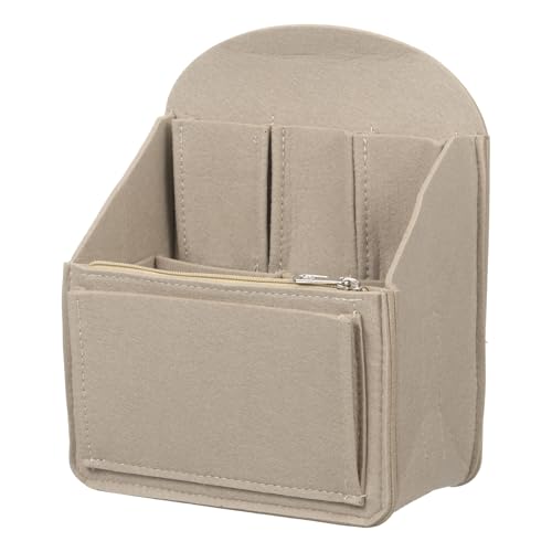 uxcell Purse Organizer Insert, Portable Felt Organizer Bags with Metal Zipper Multiple Compartments Purse Liner for Backpack Rucksack Handbag Shoulder Bag (7.7 x 4.7 x 10.4, Khaki) - color: Khaki, size: 7.7 x 4.7 x 10.4"