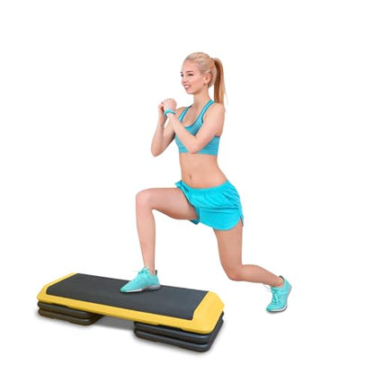 GOWE Adjustable Aerobic Stepper Workout Step with 4 Risers Fitness & Exercise Platform Trainer