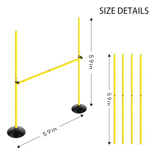 Adjustable Height Agility Hurdle Set Multi-Function Soccer Trainning Pole Set Coaching Sticks with Rubber Base - color: 4.9 FT