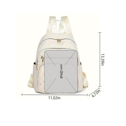 Women Casual Backpack: Multi-Pocket, Large-Capacity, Fashionable & Wear-Resistant - Ideal for Daily Commuting & Travel-white - color: White